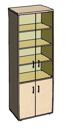 Шафа 4-х дверна з 2-ма скляними дверцятами МЕБЛІ-ТЕХНОСТИЛЬ